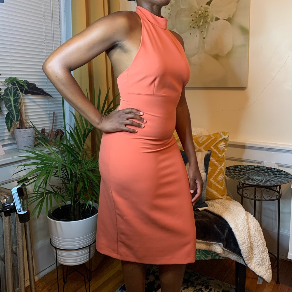ZARA backless Midi Dress - dark blush Medium